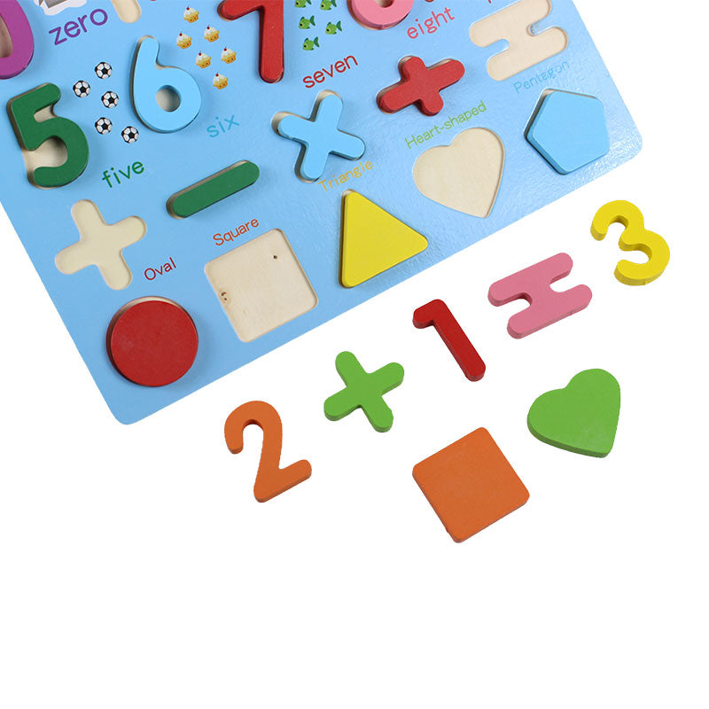 0 To 9 with Signs & Shapes Cognition Wooden Board #01947