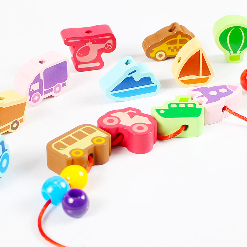 Vehicles Wooden Threading & Lacing Game #1884