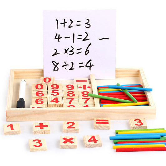Wooden Mathematical Calculating Box with Sticks #1961