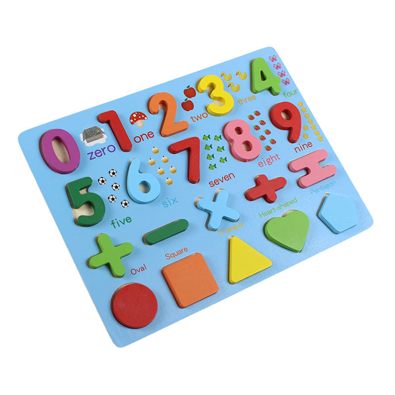 0 To 9 with Signs & Shapes Cognition Wooden Board #01947