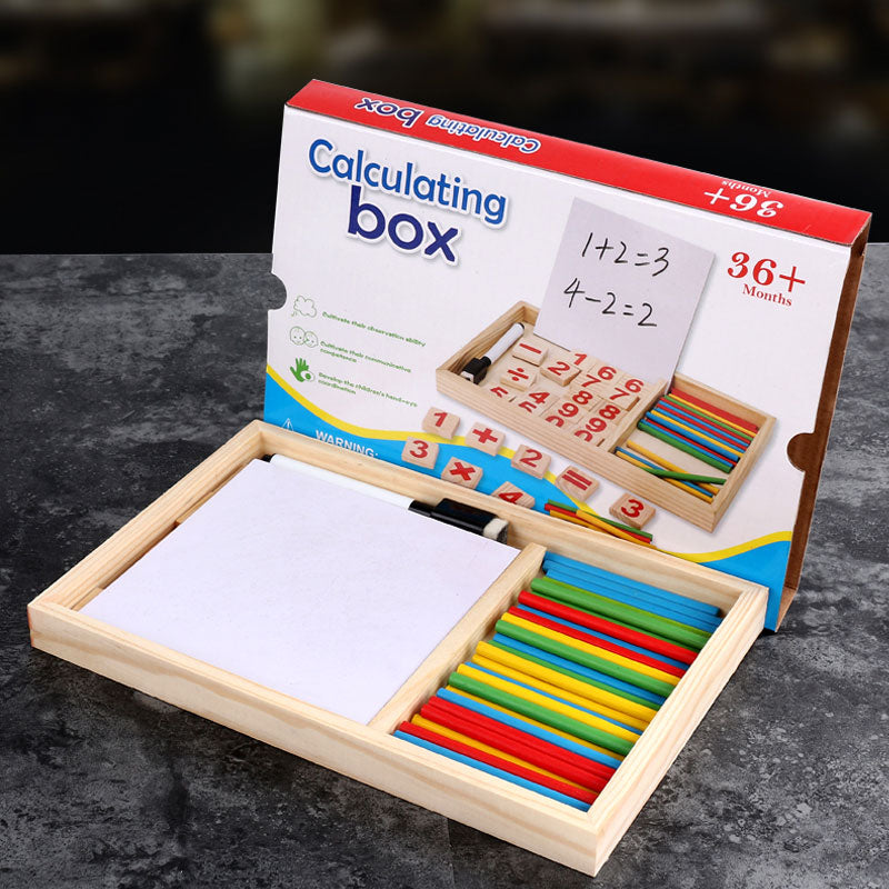 Wooden Mathematical Calculating Box with Sticks #1961