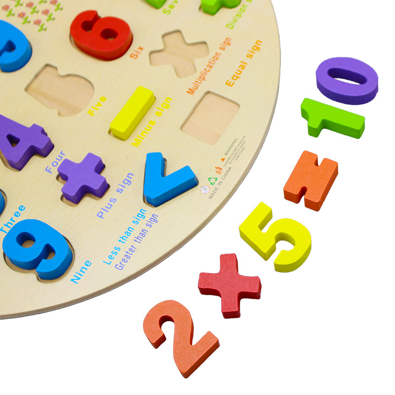 Number Puzzle Wooden Round Board