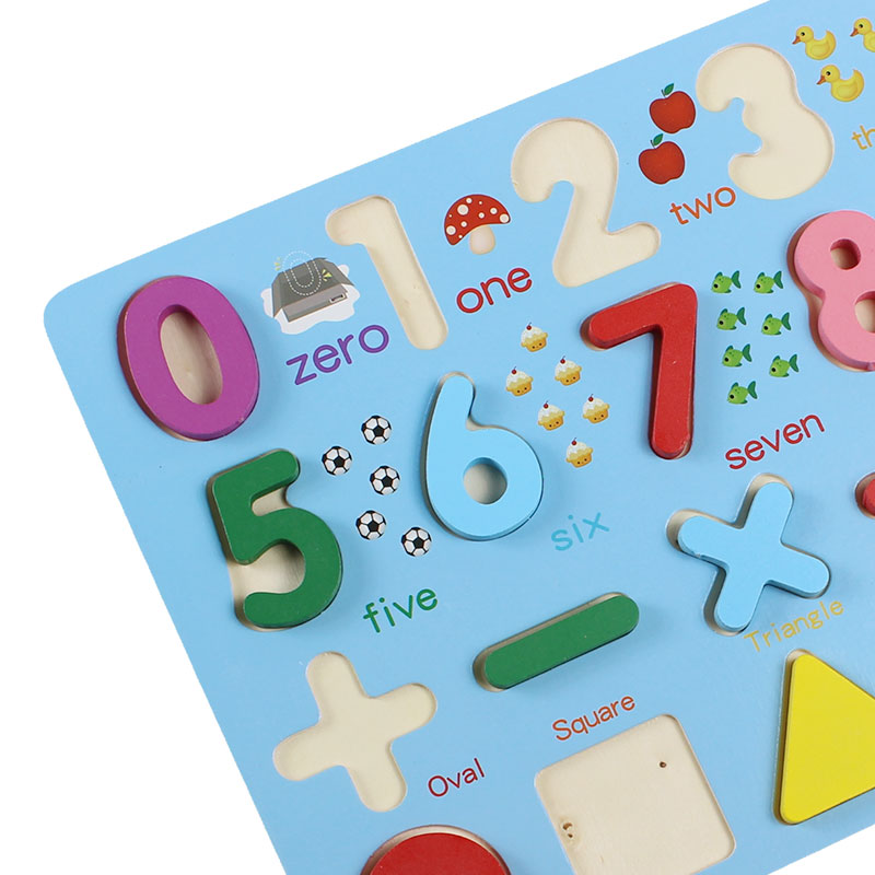 0 To 9 with Signs & Shapes Cognition Wooden Board #01947