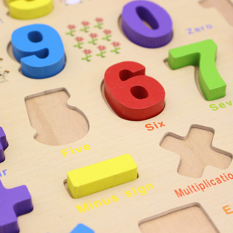 Number Puzzle Wooden Round Board