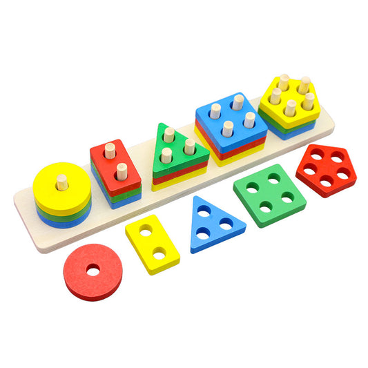 5 Column Wooden Geometric Shape Matching Toy
