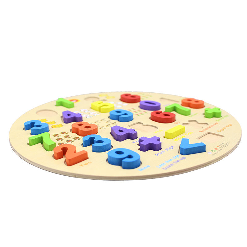 Number Puzzle Wooden Round Board