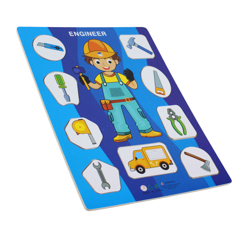 Wooden Occupation Puzzle Board for Kids
