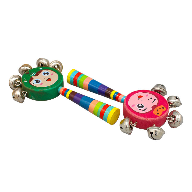 Wooden Rattle With Bells Musical Instrument (1pcs)