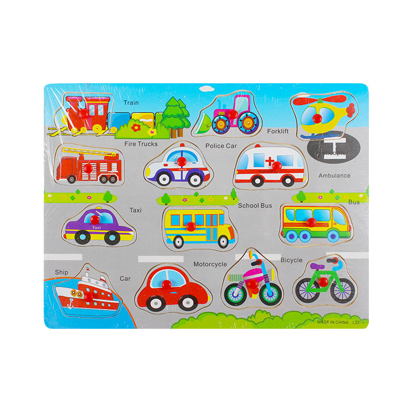 Colorful Wooden Peg Board (Vehicles) – GTW-3023