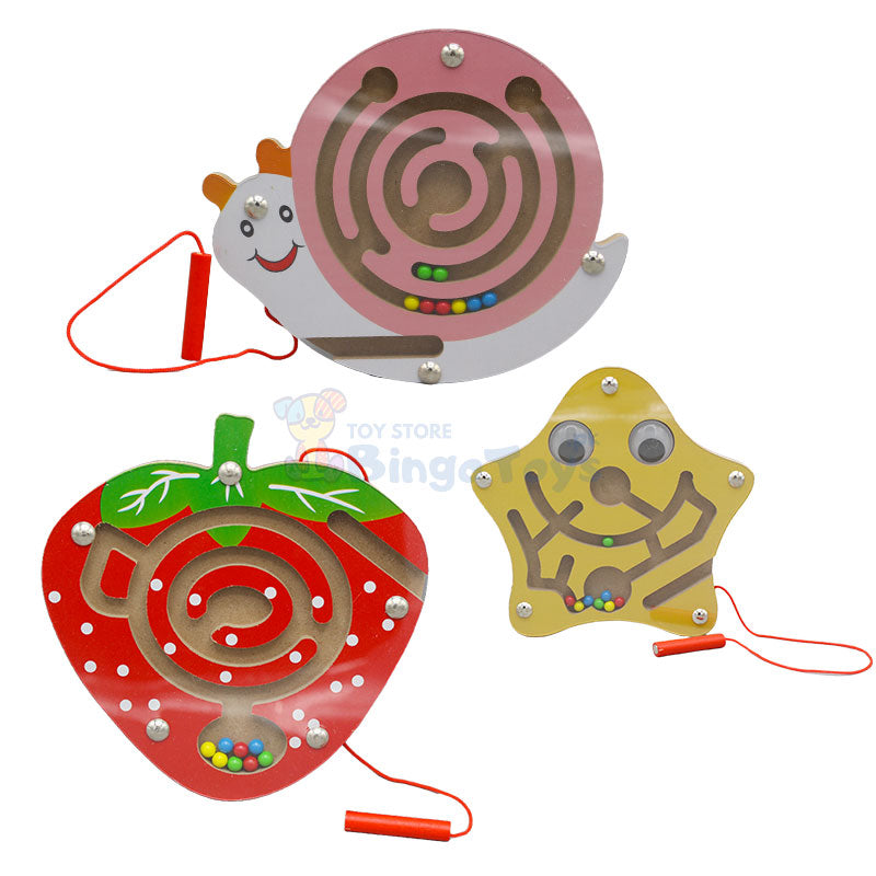 Mini Magnetic Pen Driving Wooden Bead Maze Game