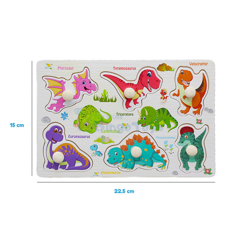 Montessori Wooden Dinosaurs Peg Puzzle Board (1590C)