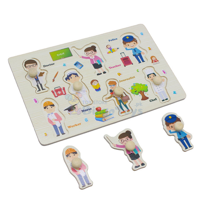 Montessori Wooden Occupation Peg Puzzle Board (1590M)