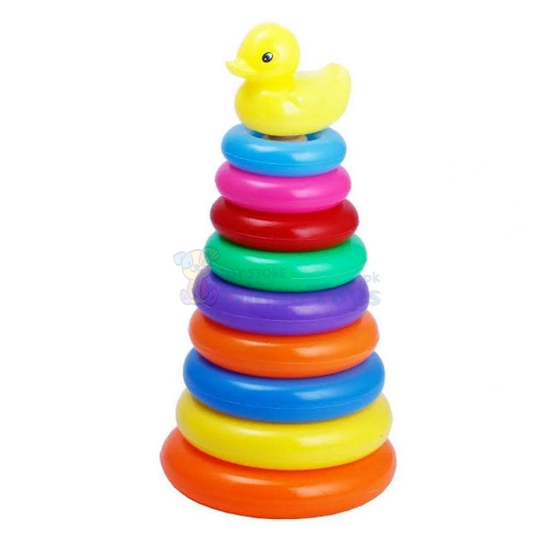 Plastic Rainbow Tower with Duck (9 Rings)