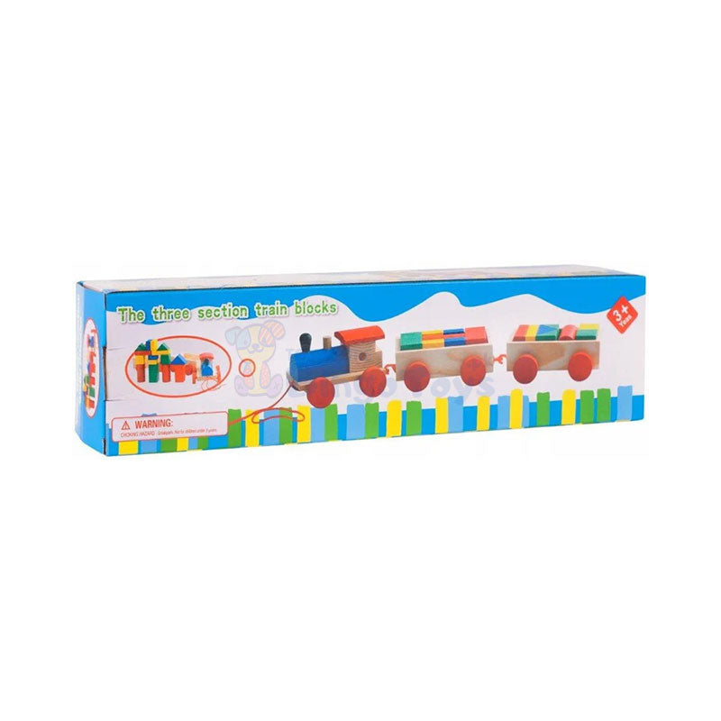 The Three Section Train Blocks Wooden Toy #1865