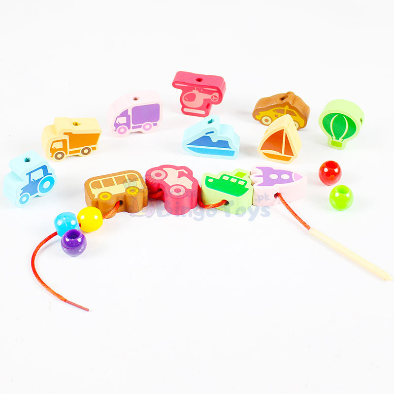 Vehicles Wooden Threading & Lacing Game #1884