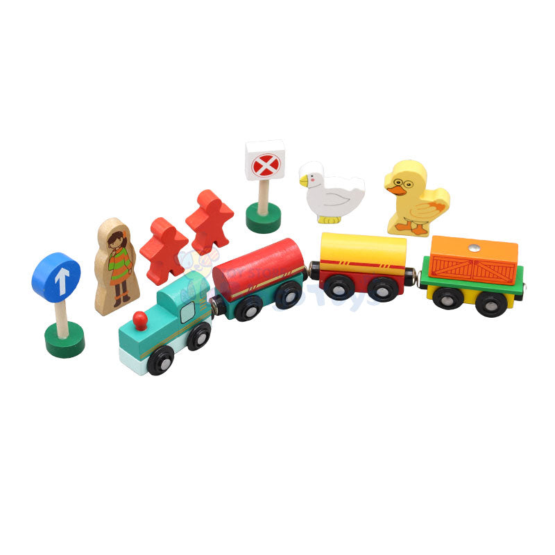Wooden Magnetic Train with Traffic Signals #1919