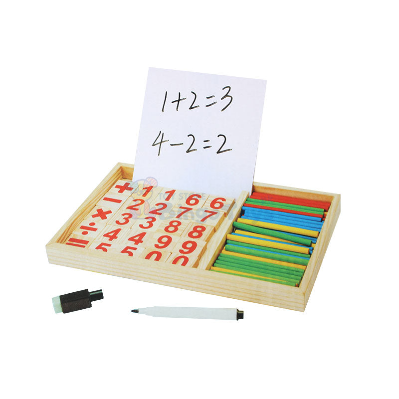 Wooden Mathematical Calculating Box with Sticks #1961