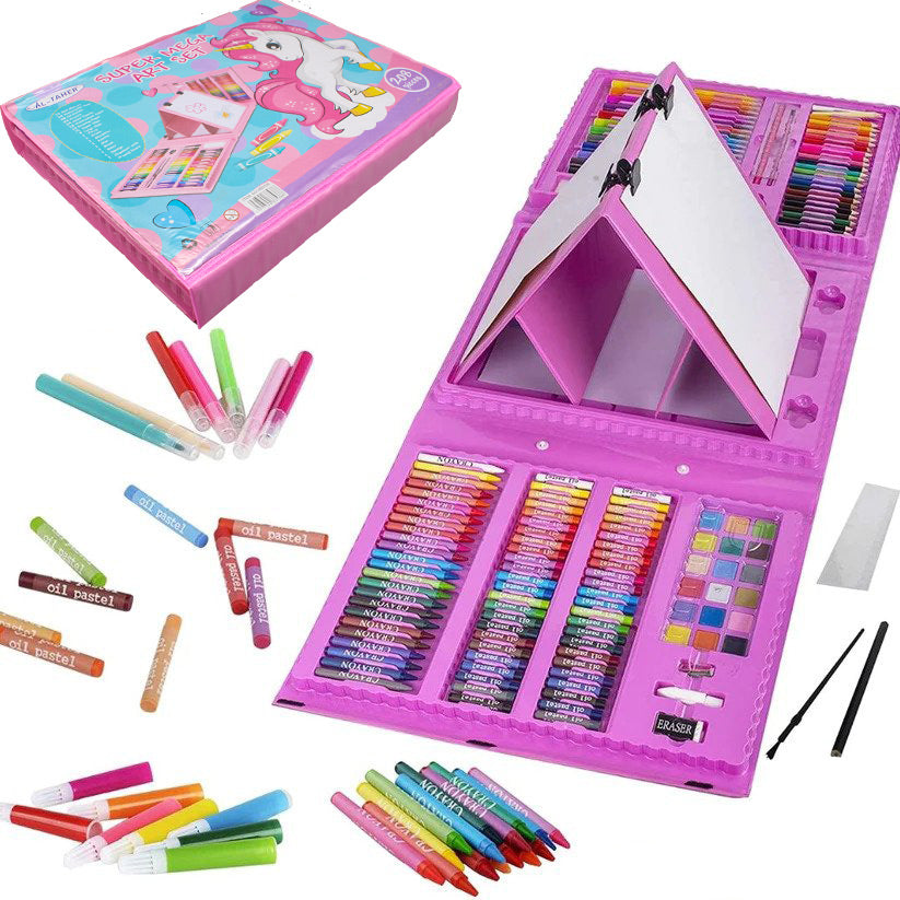 208 Piece Unicorn Art Set – 3 layer with easel Painting & Drawing