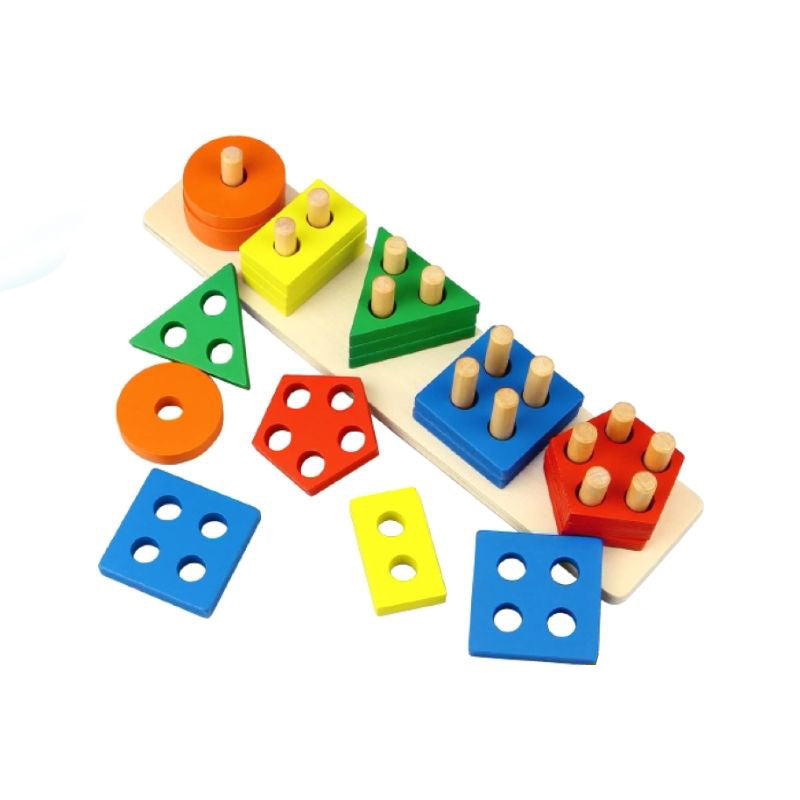 5 Column Wooden Geometric Shape Matching Toy