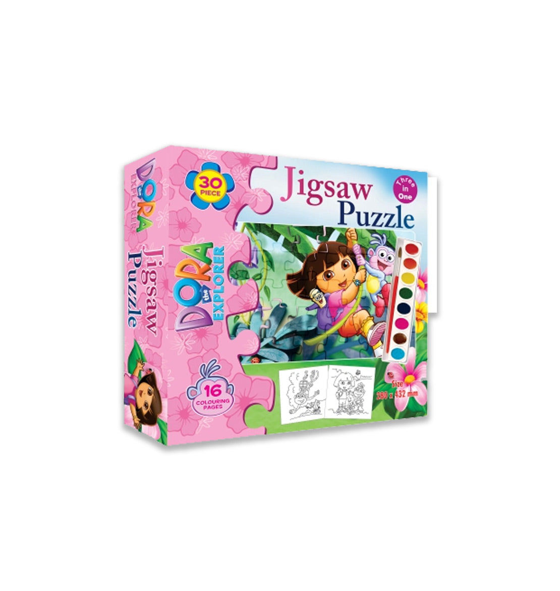3 in1 Jigsaw Puzzle With Coloring Page & Water color for girls