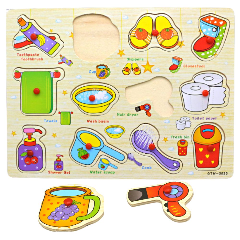 Wooden Peg Puzzle Board (Bath accessories) GTW-3025