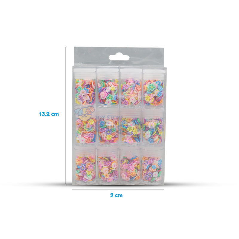 12 Pcs Flower Styles Sprinkles & Nail Art Set of 2