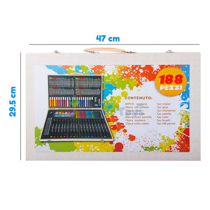 188 Pcs Wooden Painting Art Kit