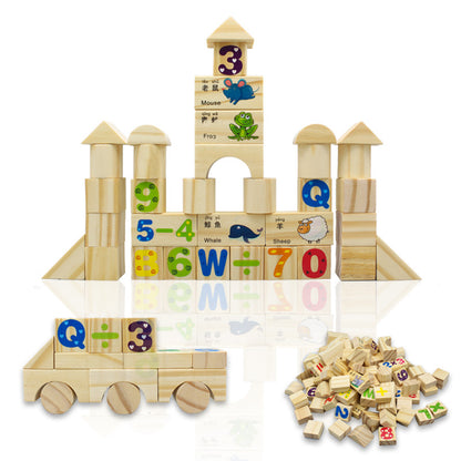 110 Pcs Wooden Building Blocks-Alphabet & Number