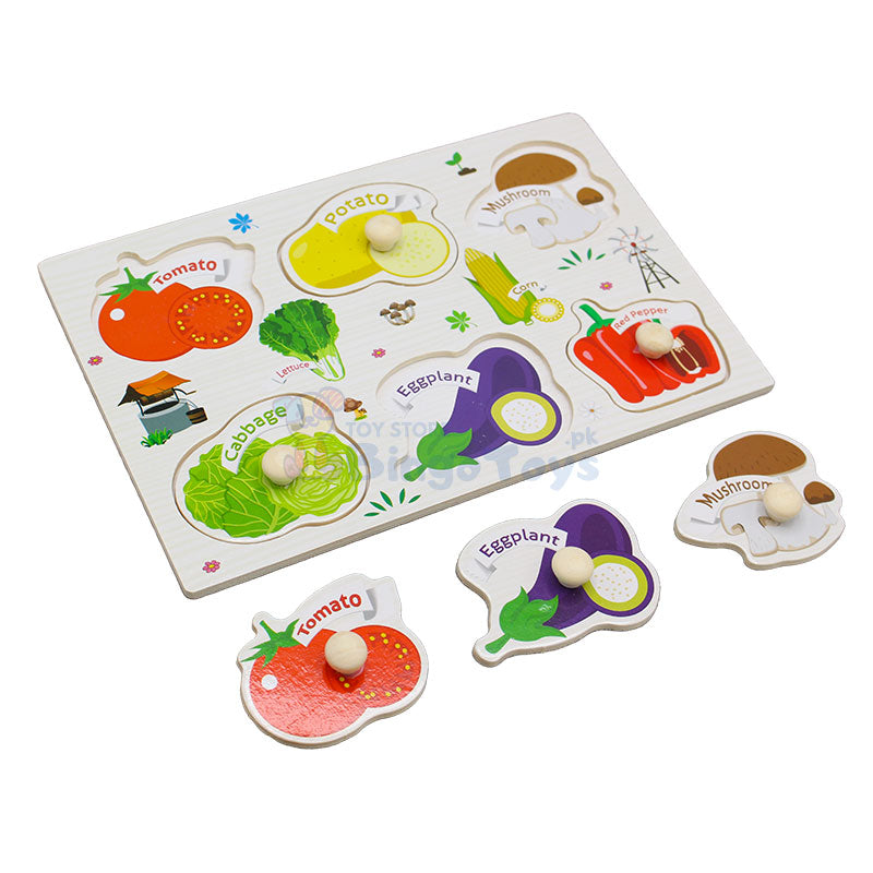 Montessori Wooden Vegetables Peg Puzzle Board (1590B)