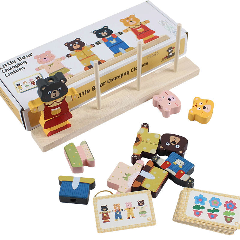 Little Bear Clothes Changing Puzzle Game Wooden