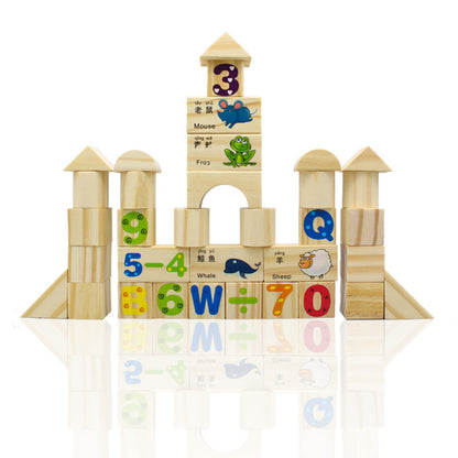 110 Pcs Wooden Building Blocks-Alphabet & Number