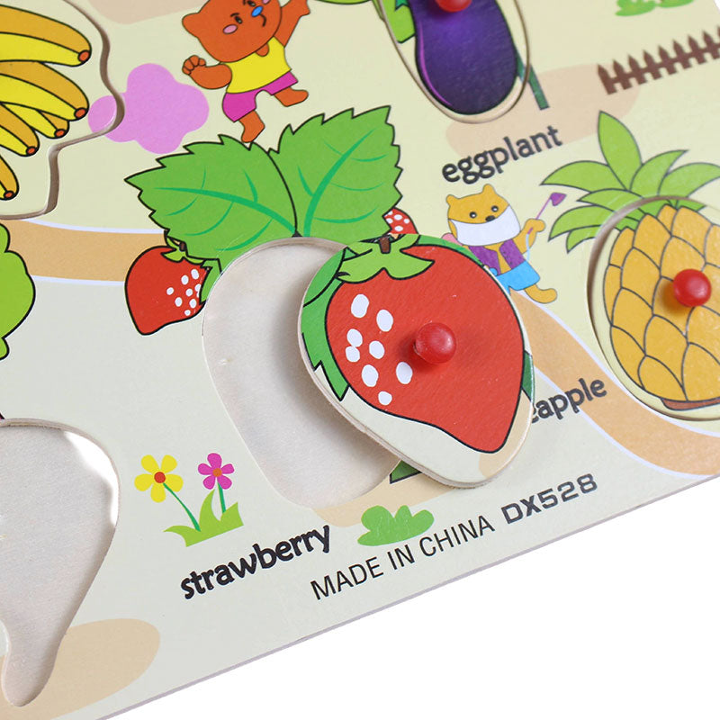 Wooden Fruits & Vegetables Peg Puzzle Board