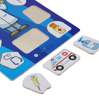 Wooden Occupation Puzzle Board for Kids