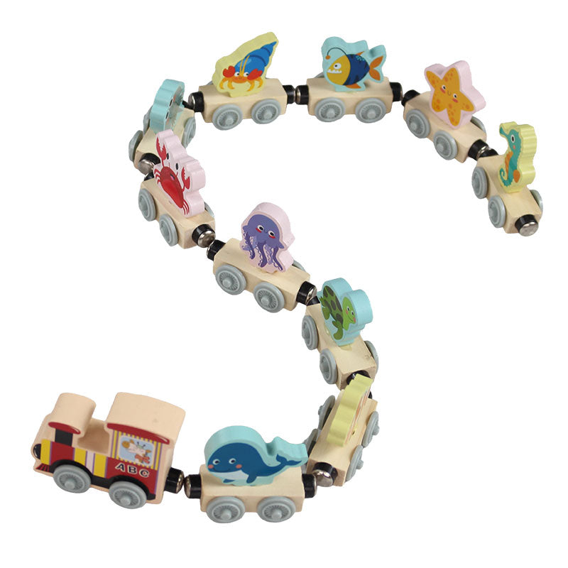 Wooden Magnetic Sea Animals Little Train 11 Pcs #1860