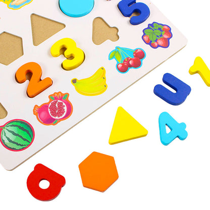 3D 3-in-1 Learning Guide Wooden Puzzle Board