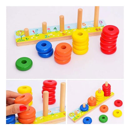 Wooden Rainbow Calculates Circle Stacking Toy