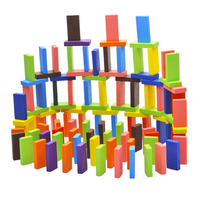 120 Pcs Wooden Colorful Domino Blocks