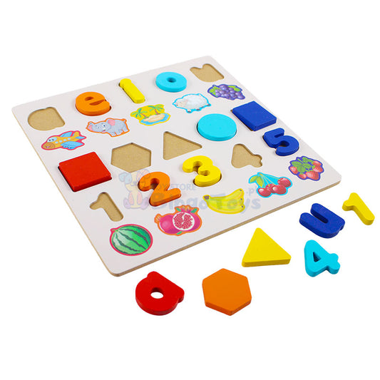 3D 3-in-1 Learning Guide Wooden Puzzle Board