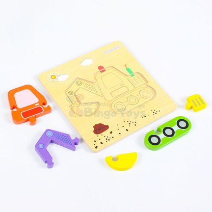 3D Shapes Wooden Board Small (Vehicles)