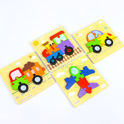 3D Shapes Wooden Board Small (Vehicles)