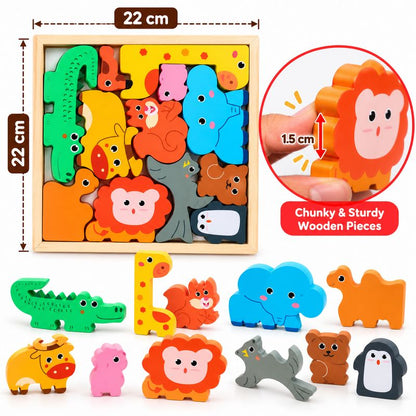 3D Wooden Animal Tetris Puzzle 02171