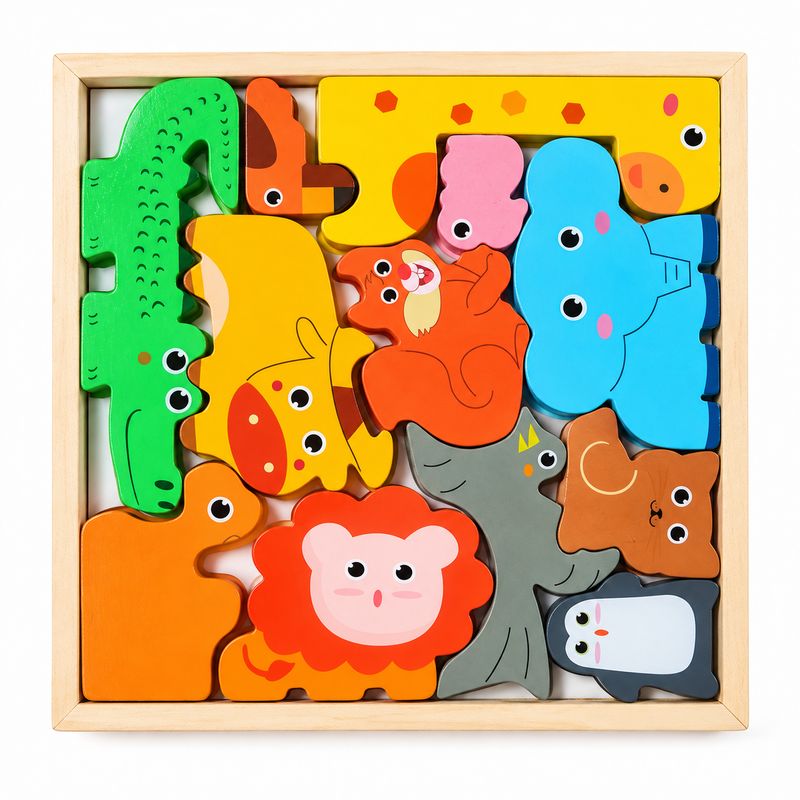 3D Wooden Animal Tetris Puzzle 02171