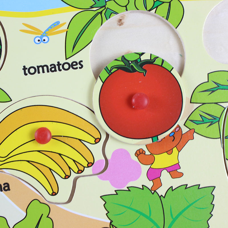 Wooden Fruits & Vegetables Peg Puzzle Board