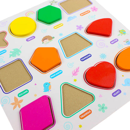 3D Geometric Shapes Guide Wooden Puzzle Board