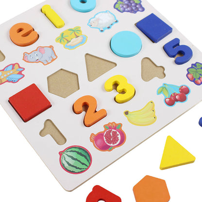 3D 3-in-1 Learning Guide Wooden Puzzle Board