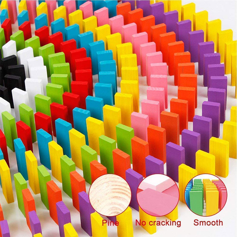 120 Pcs Wooden Colorful Domino Blocks