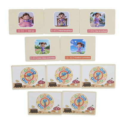 Wooden Clock Game with Double Sided Cards