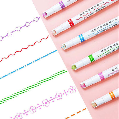 Pack of 6 Linear Roller Design Color Pens for Crafting