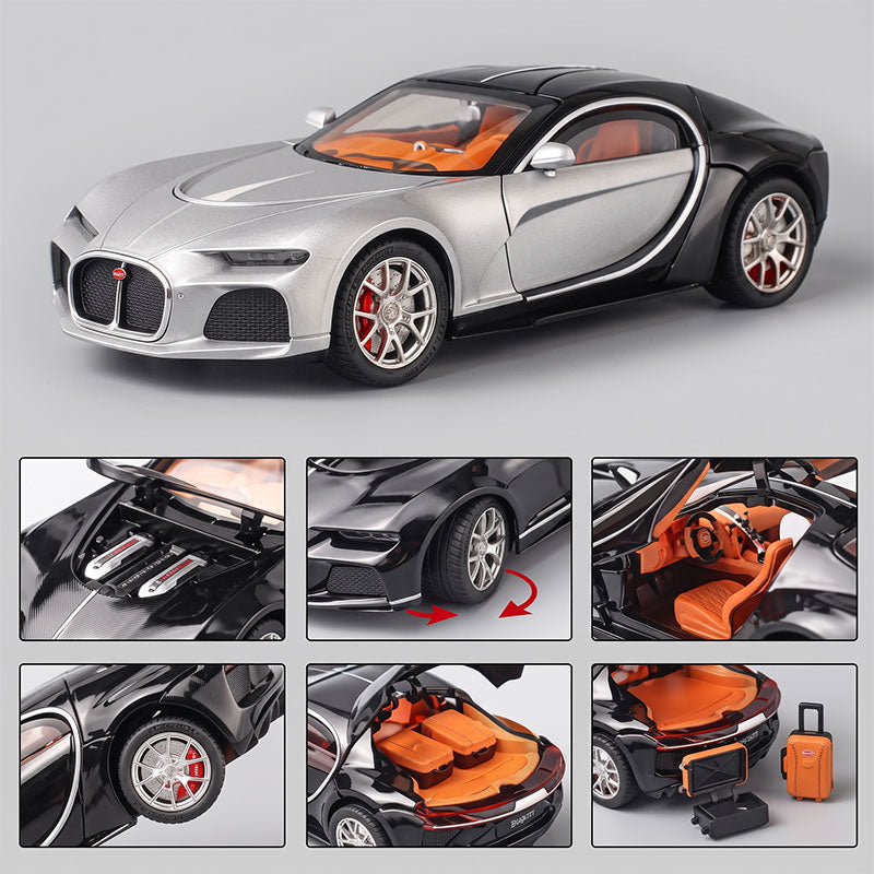 DIE-CAST Simulation Sound and Light Pull Back Car (Bugatti)