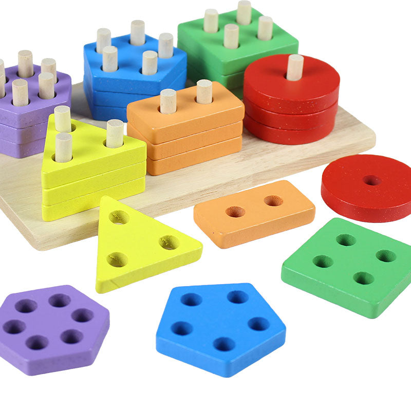 Wooden 6 Sets of Shape Matching Blocks